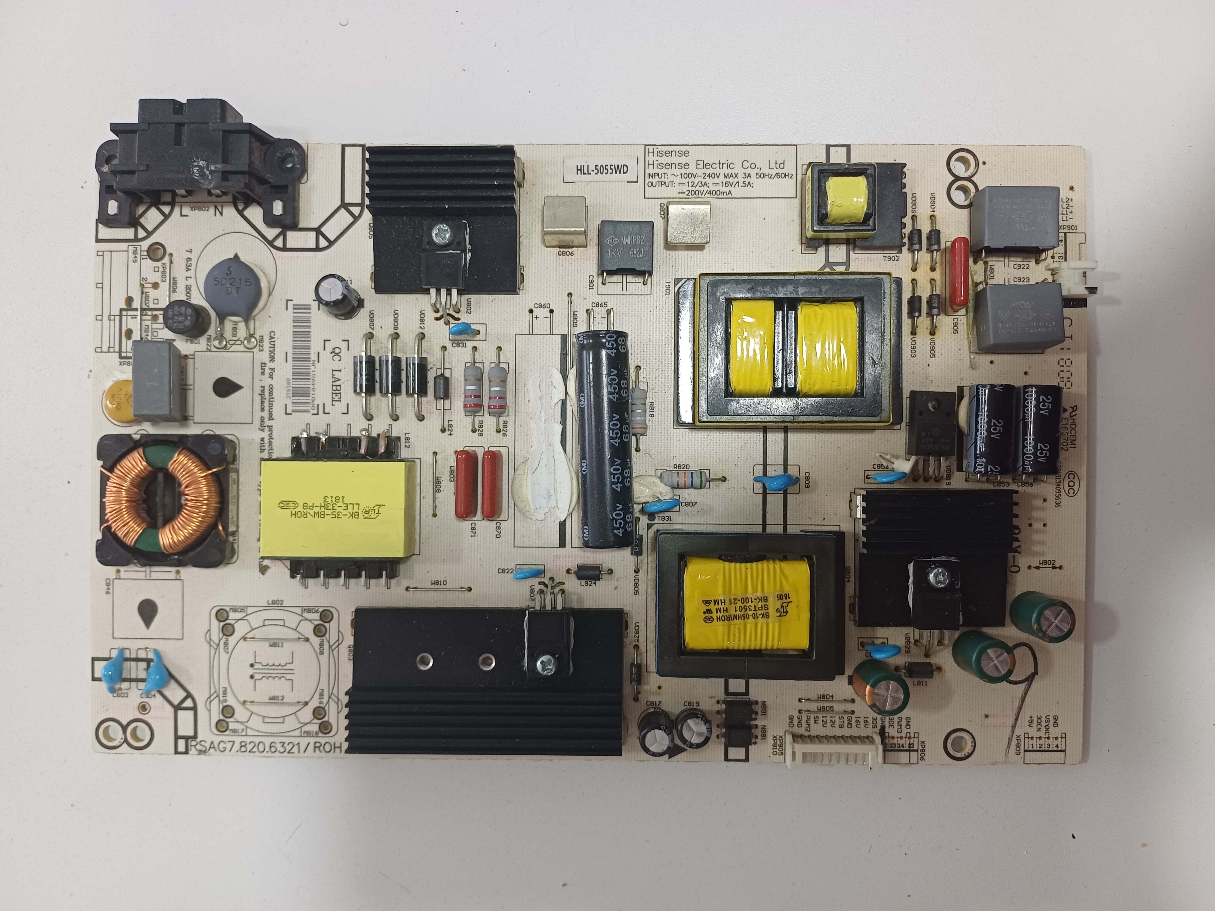 Placa Fuente De Poder Tv Hisense / Panavox RSAG7.820.6321/ROH Original