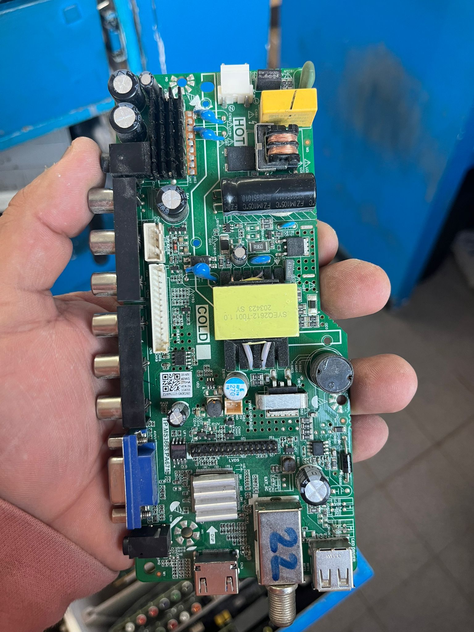 Placa main fuente combo TV TP.MS3663.PA671 Original Usada Probada
